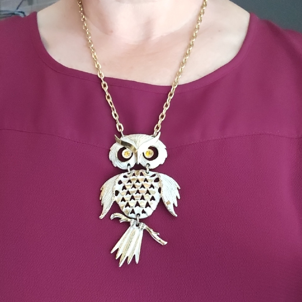 Gold Owl Pendant Necklace
